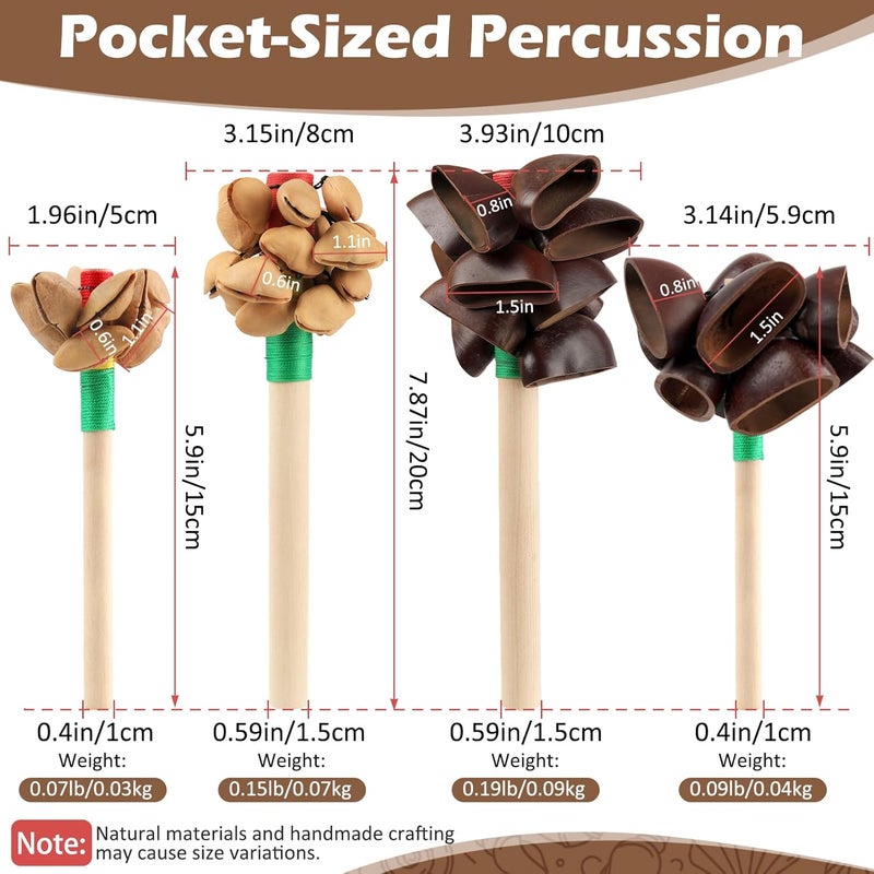 GOGHOST Large African Natural Shaker Cacho Seed Pod Rattle Handmade Percussion Gifts Peruvian Musical Instrument - Nature Sounds for Meditation, ASMR, Sound Therapy, Yoga (Juju-1 Pack) - Image 2